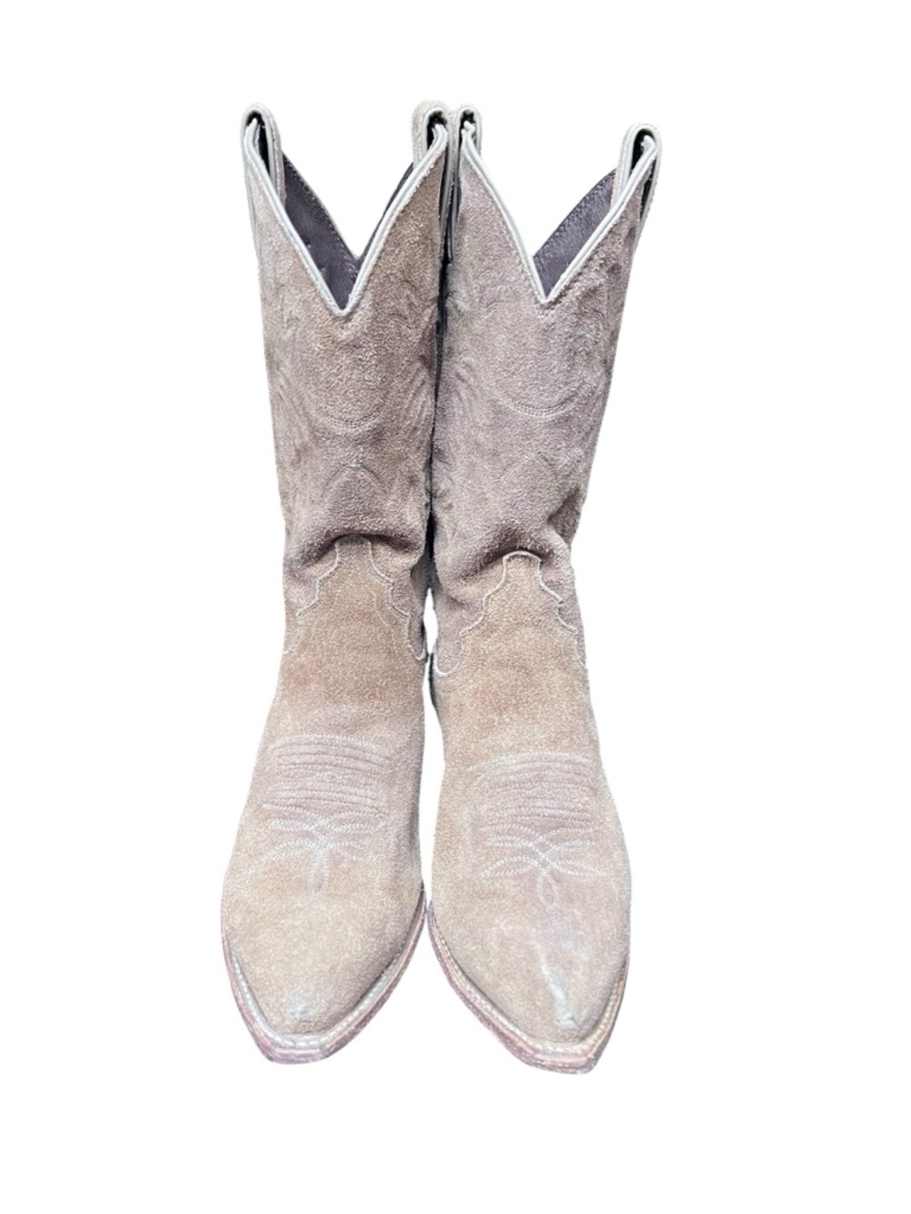 Vintage Justin All Suede Leather Woman’s Western Boots Tan Size 8.5 B - Picture 3 of 10